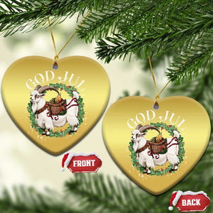 God Jul Christmas Ornament Yule Goat Xmas Wreath Winter Solstice TS11 Heart Gold Print Your Wear