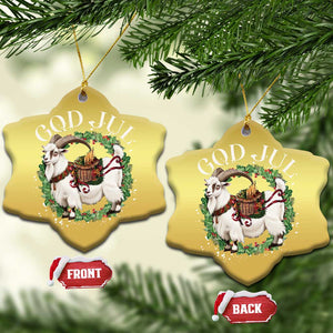 God Jul Christmas Ornament Yule Goat Xmas Wreath Winter Solstice TS11 Snow Flake Gold Print Your Wear