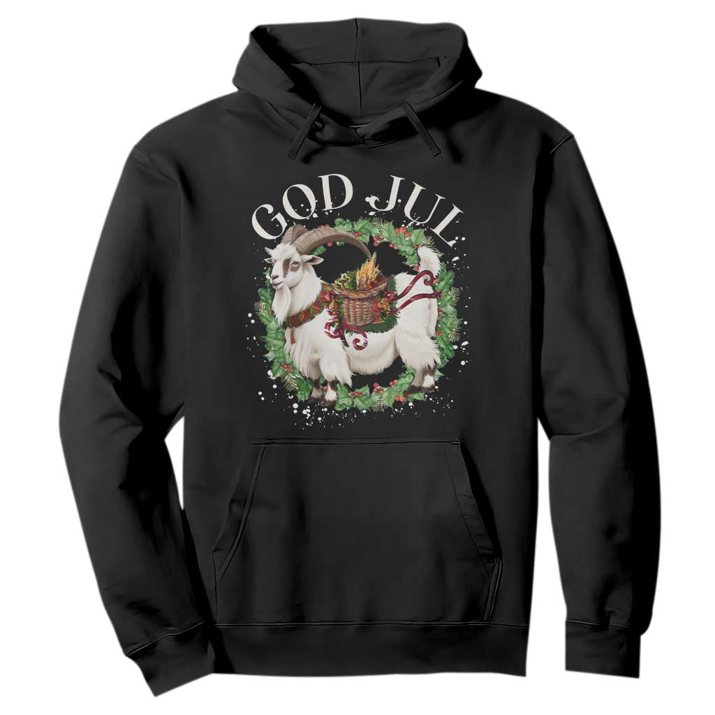 God Jul Hoodie Yule Goat Christmas Wreath Winter Solstice TS11 Black Print Your Wear