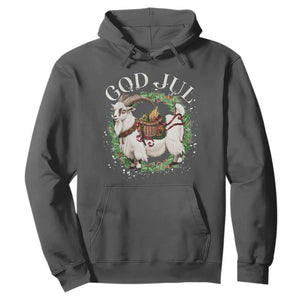 God Jul Hoodie Yule Goat Christmas Wreath Winter Solstice TS11 Dark Heather Print Your Wear