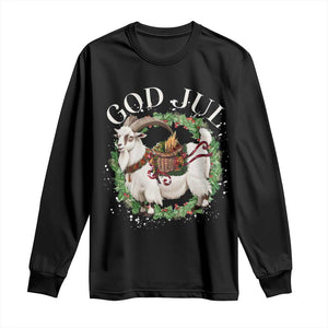 God Jul Long Sleeve Shirt Yule Goat Christmas Wreath Winter Solstice TS11 Black Print Your Wear