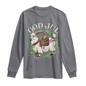 God Jul Long Sleeve Shirt Yule Goat Christmas Wreath Winter Solstice TS11 Charcoal Print Your Wear