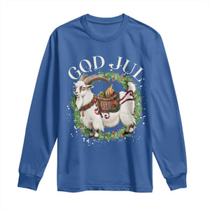 God Jul Long Sleeve Shirt Yule Goat Christmas Wreath Winter Solstice TS11 Royal Blue Print Your Wear