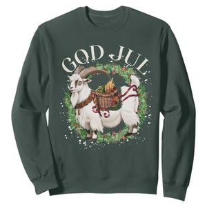 God Jul Sweatshirt Yule Goat Christmas Wreath Winter Solstice TS11 Dark Forest Green Print Your Wear