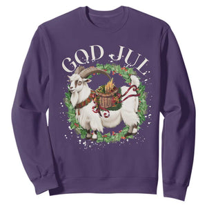 God Jul Sweatshirt Yule Goat Christmas Wreath Winter Solstice TS11 Purple Print Your Wear