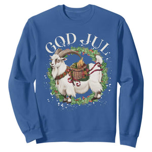 God Jul Sweatshirt Yule Goat Christmas Wreath Winter Solstice TS11 Royal Blue Print Your Wear