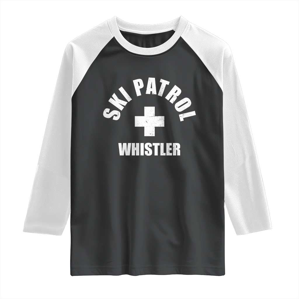 Ski Patrol Whistler Raglan Shirt Winter Slopes Skiing Snowboarding TS11 Black White Print Your Wear