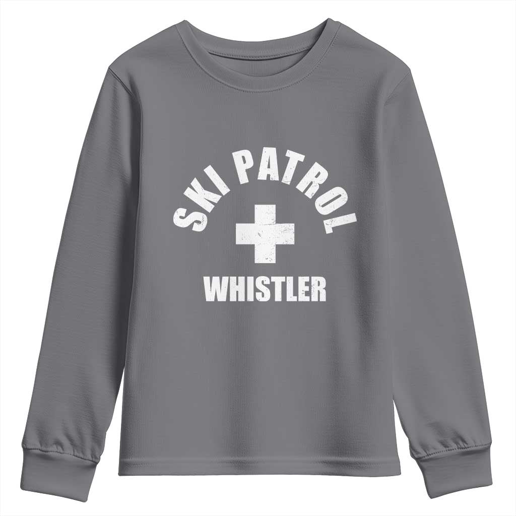Ski Patrol Whistler Youth Sweatshirt Winter Slopes Skiing Snowboarding TS11 Charcoal Print Your Wear
