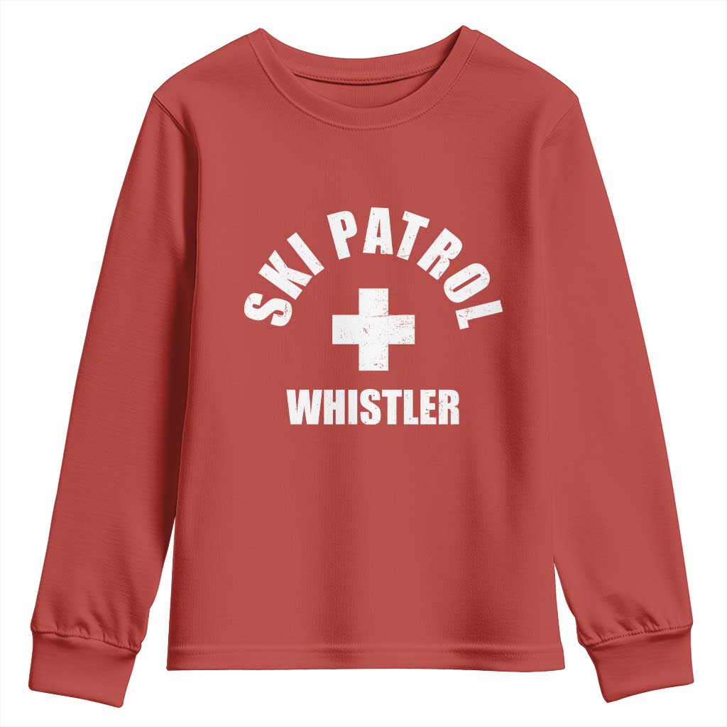 Ski Patrol Whistler Youth Sweatshirt Winter Slopes Skiing Snowboarding TS11 Red Print Your Wear