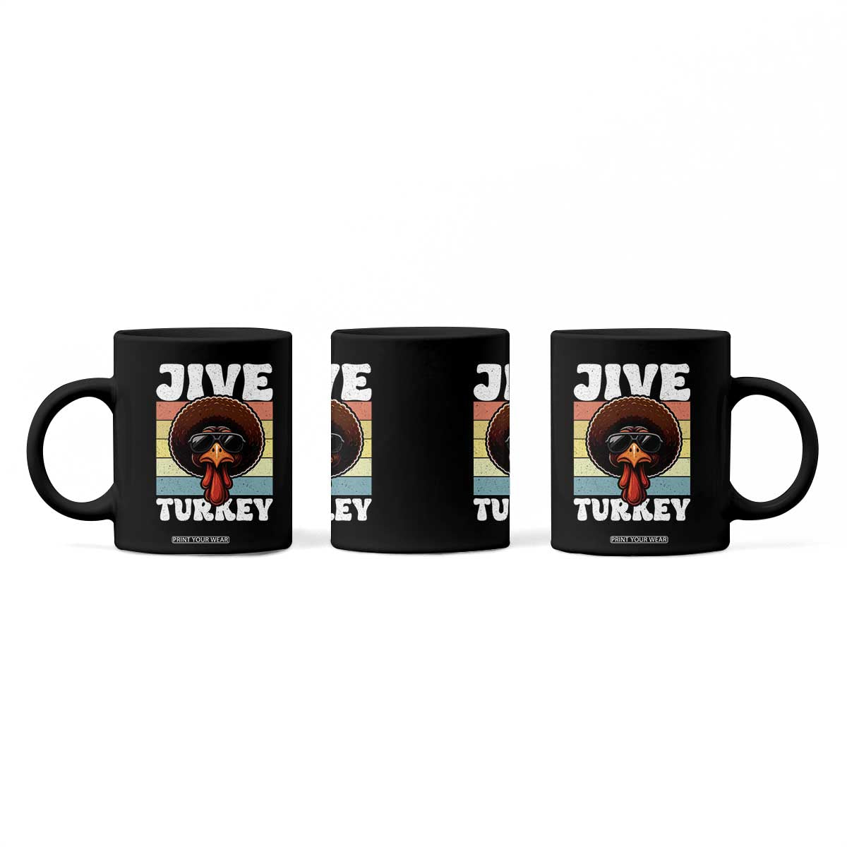 Funny Jive Thanksgiving Turkey Day Coffee Mug Retro Afro Black Turkey TS11 Print Your Wear