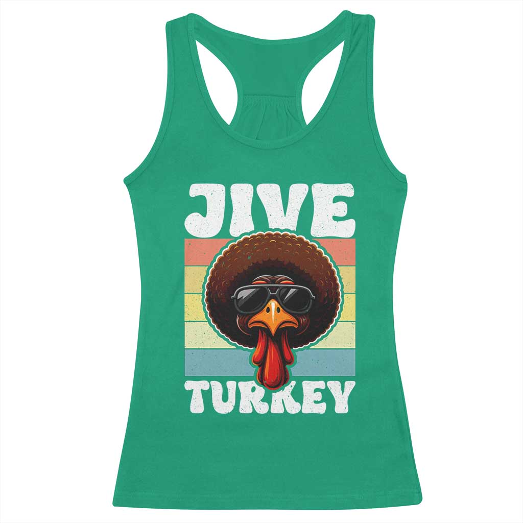 Funny Jive Thanksgiving Turkey Day Racerback Tank Top Retro Afro Black Turkey TS11 Irish Green Print Your Wear