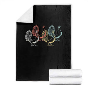 Thanksgiving Turkey Day Retro Poultry Holiday Throw Blanket TS11 Black Print Your Wear