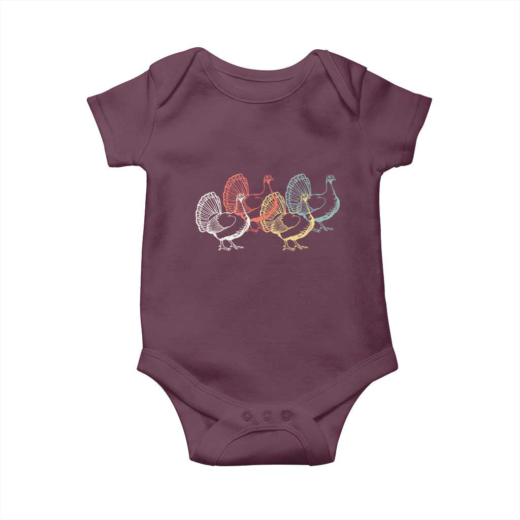 Thanksgiving Turkey Day Retro Poultry Holiday Baby Onesie TS11 Maroon Print Your Wear