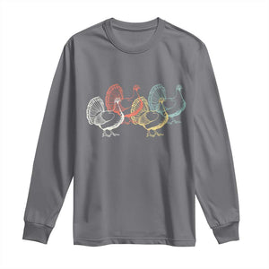 Thanksgiving Turkey Day Retro Poultry Holiday Long Sleeve Shirt TS11 Charcoal Print Your Wear