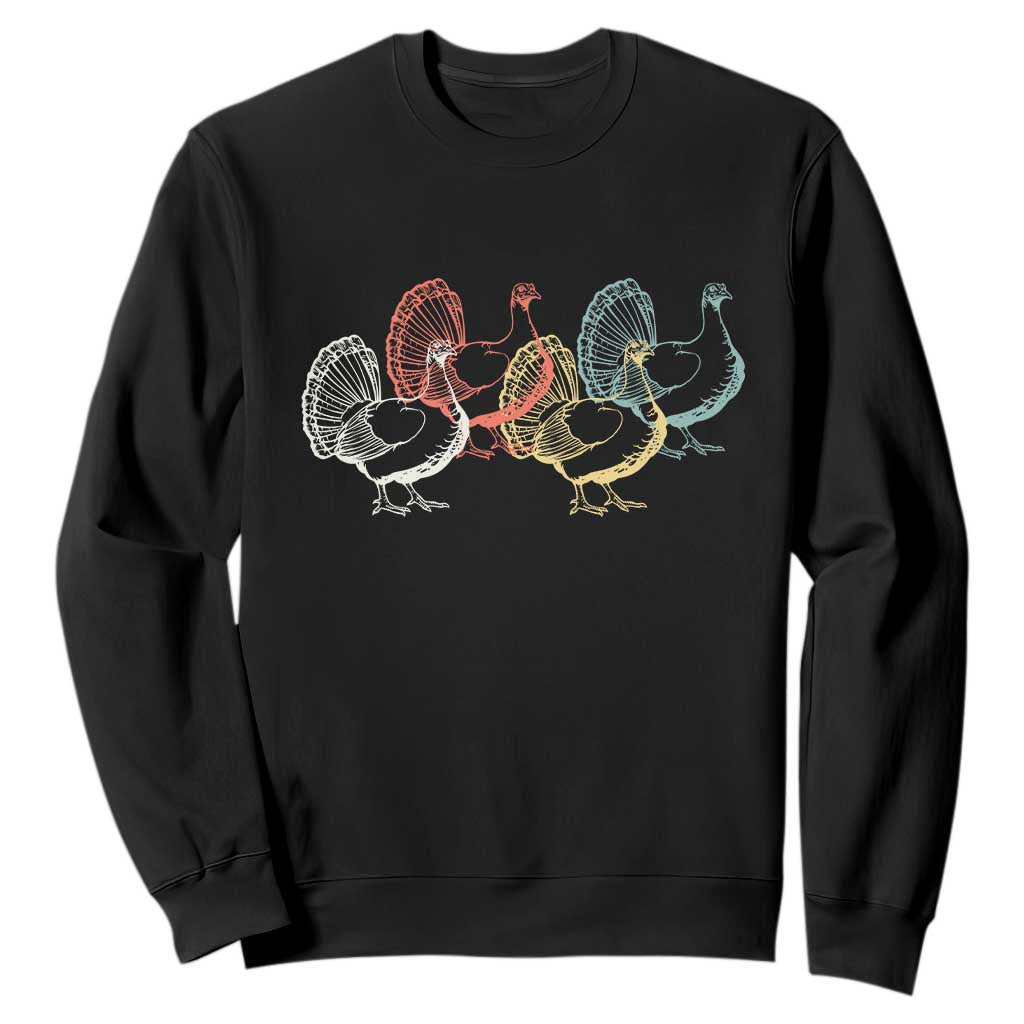 Thanksgiving Turkey Day Retro Poultry Holiday Sweatshirt TS11 Black Print Your Wear