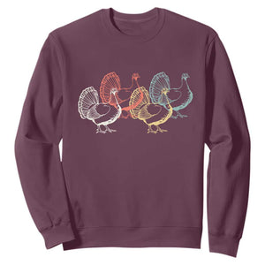 Thanksgiving Turkey Day Retro Poultry Holiday Sweatshirt TS11 Maroon Print Your Wear