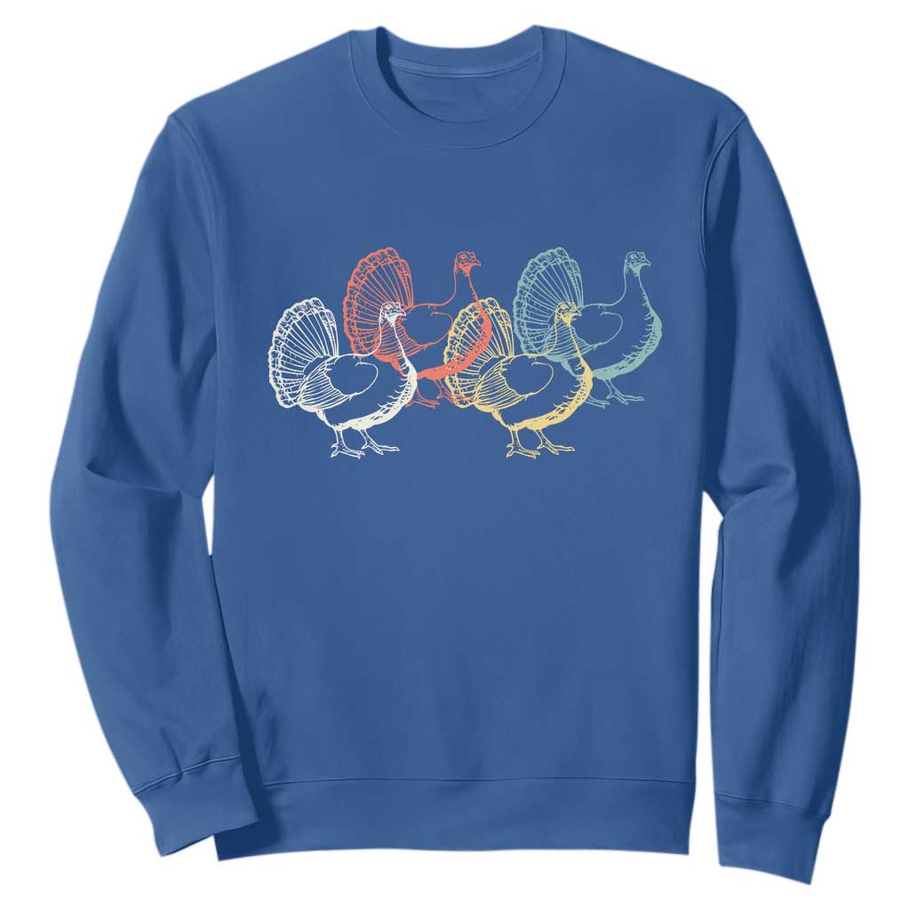 Thanksgiving Turkey Day Retro Poultry Holiday Sweatshirt TS11 Royal Blue Print Your Wear