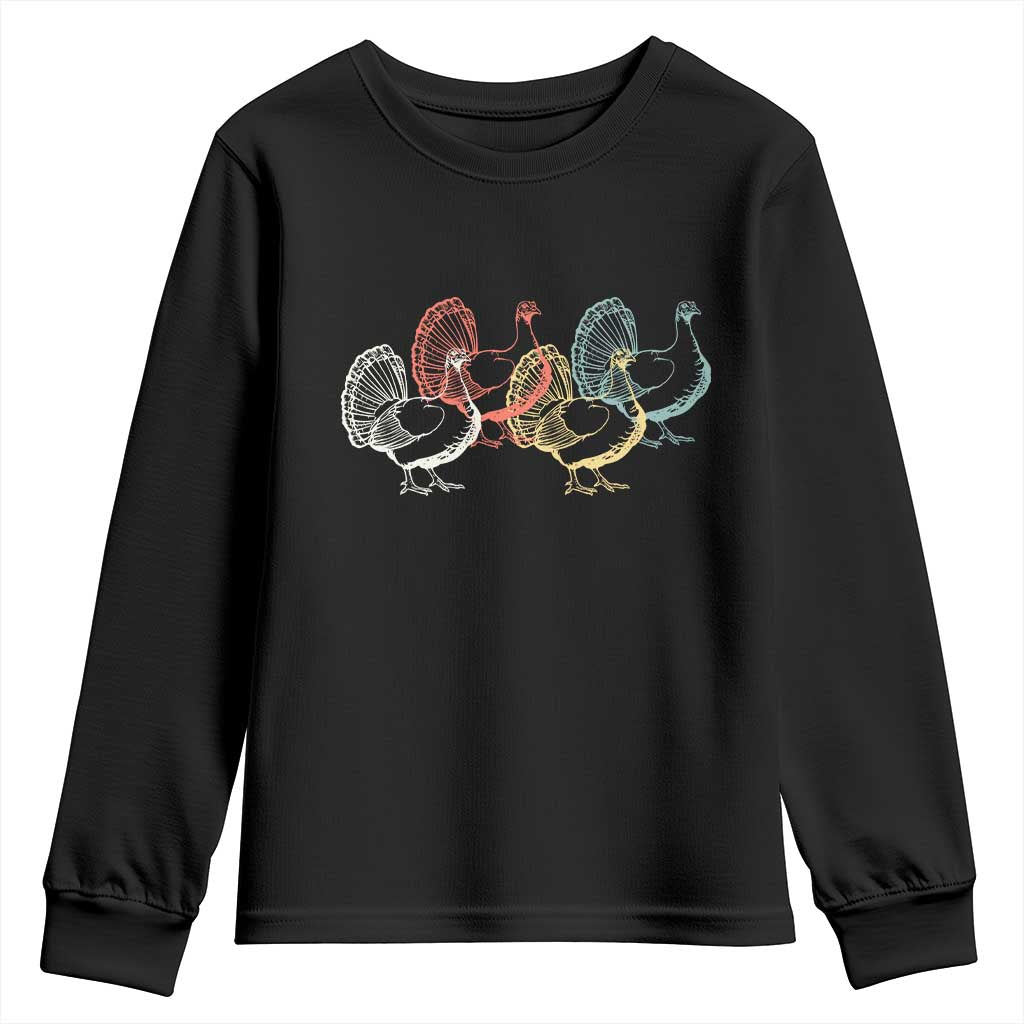 Thanksgiving Turkey Day Retro Poultry Holiday Youth Sweatshirt TS11 Black Print Your Wear