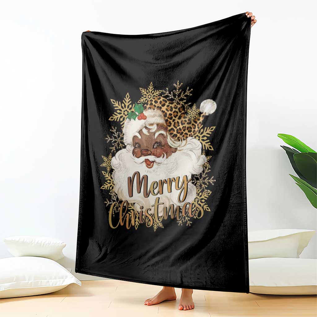 Funny Retro Black Santa Merry Christmas Leopard Throw Blanket TS11 Print Your Wear