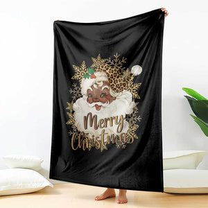 Funny Retro Black Santa Merry Christmas Leopard Throw Blanket TS11 Print Your Wear