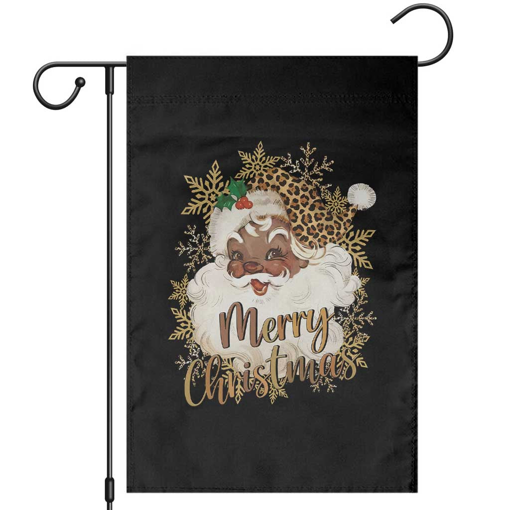 Funny Retro Black Santa Merry Christmas Leopard Garden Flag TS11 Black Print Your Wear