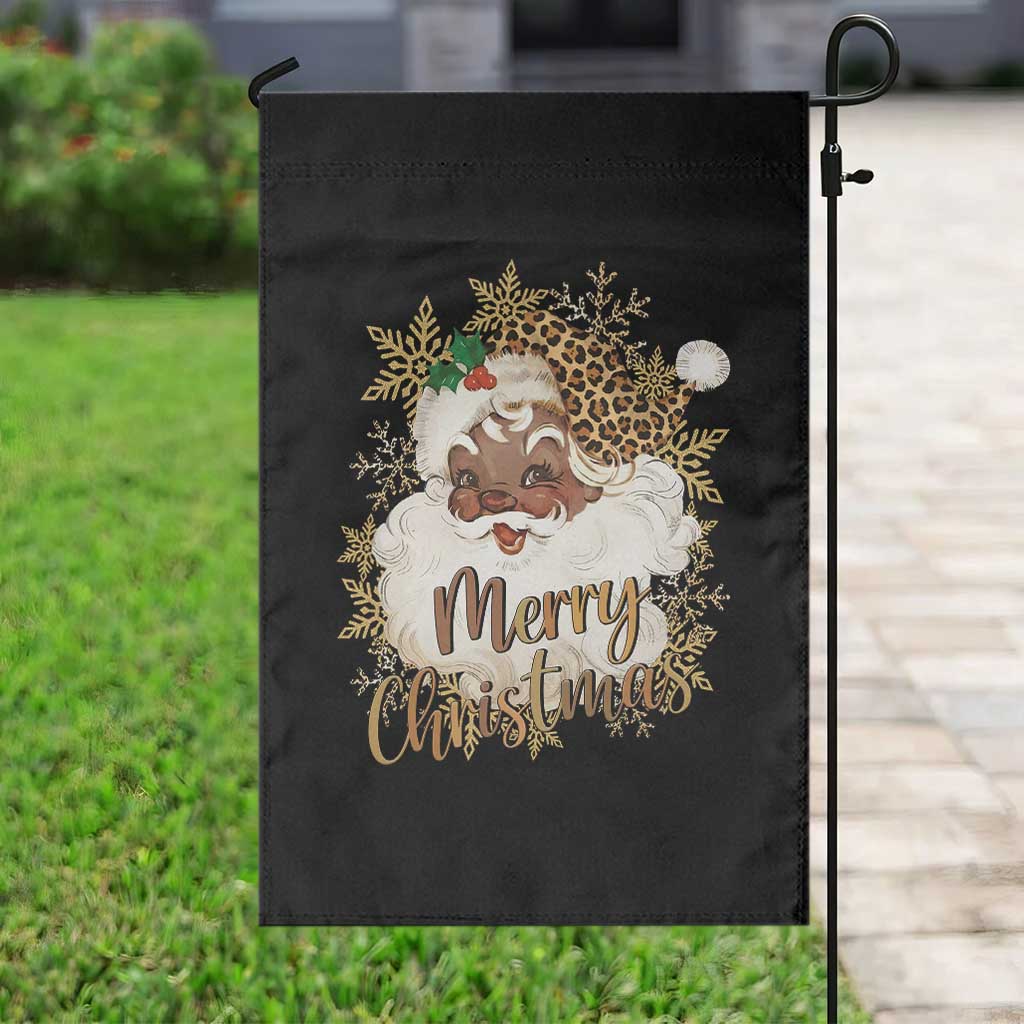 Funny Retro Black Santa Merry Christmas Leopard Garden Flag TS11 Print Your Wear