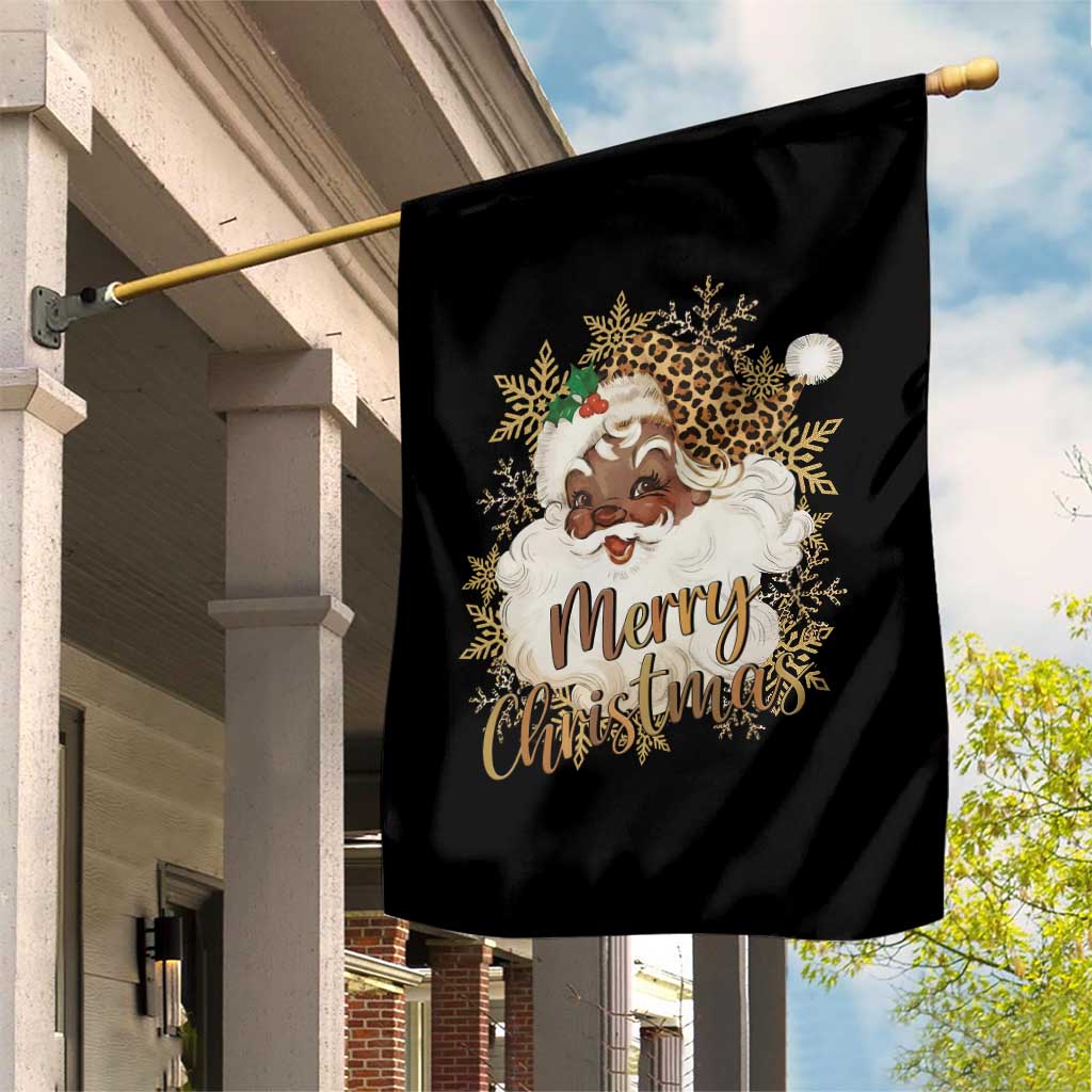 Funny Retro Black Santa Merry Christmas Leopard Garden Flag TS11 Print Your Wear
