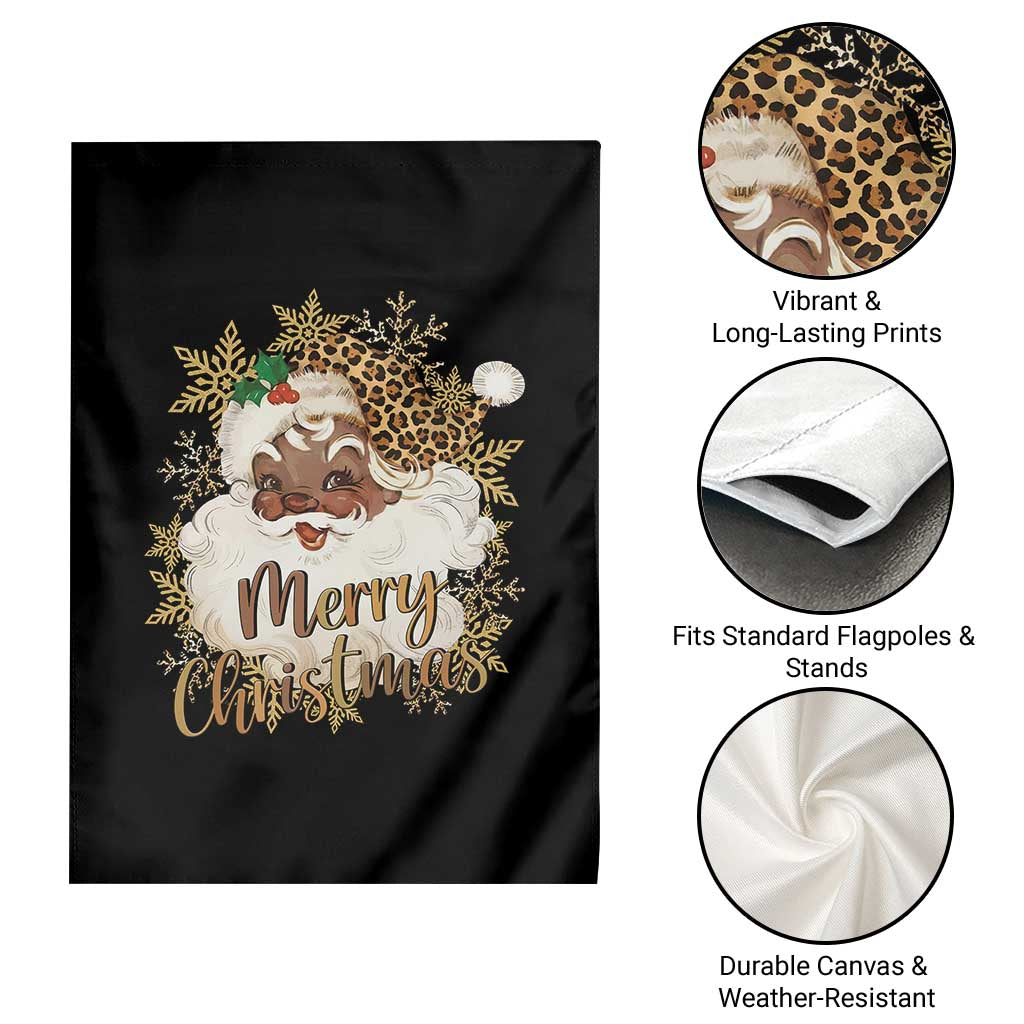 Funny Retro Black Santa Merry Christmas Leopard Garden Flag TS11 Print Your Wear
