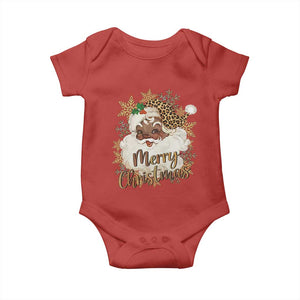 Funny Retro Black Santa Merry Christmas Leopard Baby Onesie TS11 Red Print Your Wear