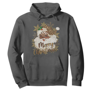 Funny Retro Black Santa Merry Christmas Leopard Hoodie TS11 Dark Heather Print Your Wear