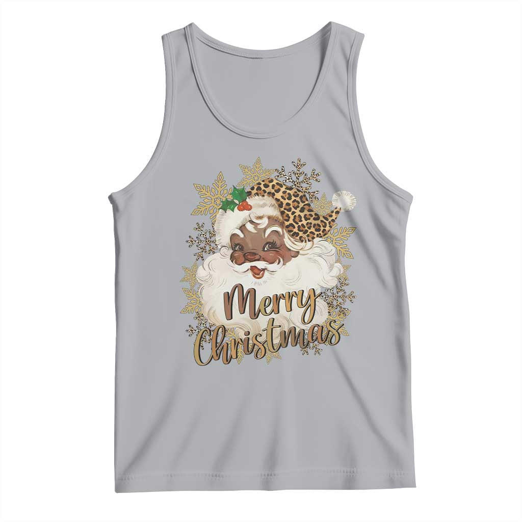 Funny Retro Black Santa Merry Christmas Leopard Tank Top TS11 Athletic Heather Print Your Wear