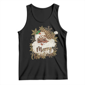 Funny Retro Black Santa Merry Christmas Leopard Tank Top TS11 Black Print Your Wear