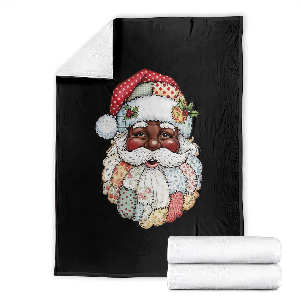 African American Christmas Retro Patchwork Black Santa Throw Blanket TS11 Black Print Your Wear