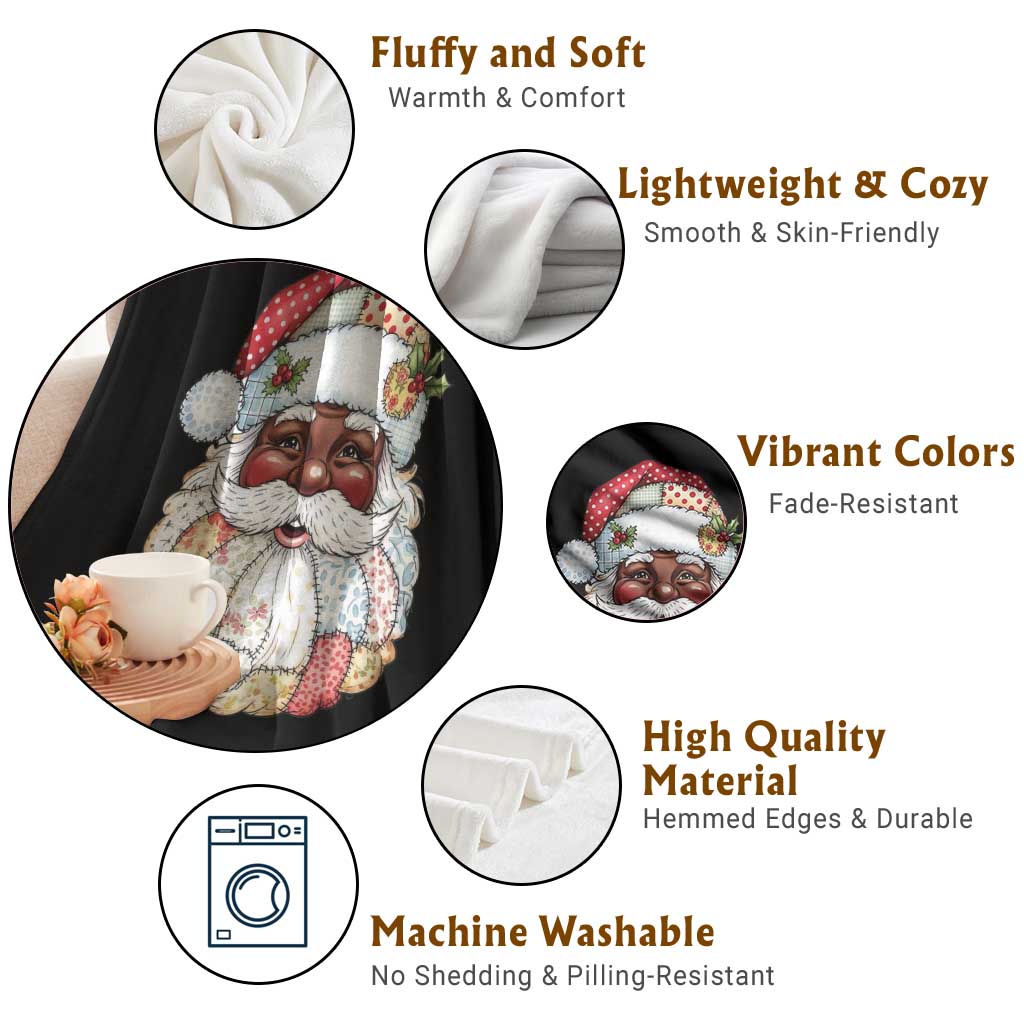 African American Christmas Retro Patchwork Black Santa Throw Blanket TS11 Print Your Wear