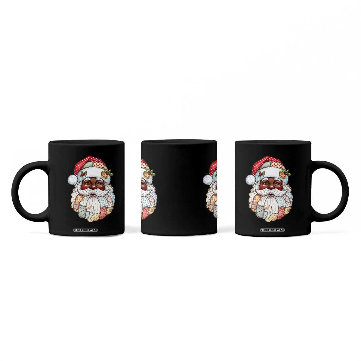 African American Christmas Retro Patchwork Black Santa Coffee Mug TS11 Print Your Wear