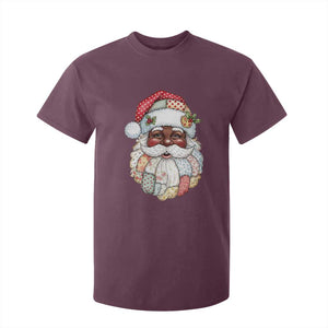 African American Christmas Retro Patchwork Black Santa T Shirt For Kid TS11 Maroon Print Your Wear