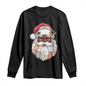 African American Christmas Retro Patchwork Black Santa Long Sleeve Shirt TS11 Black Print Your Wear