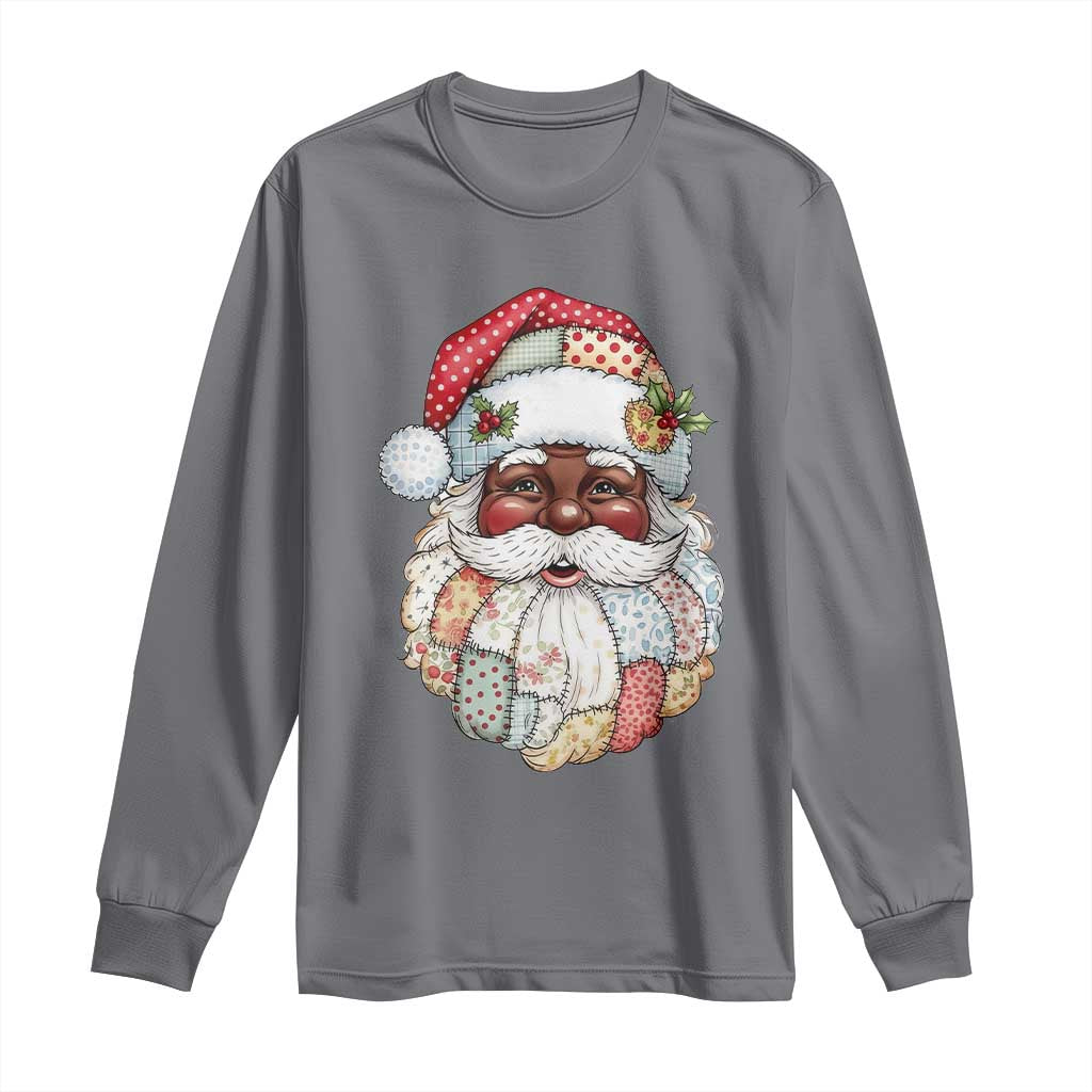 African American Christmas Retro Patchwork Black Santa Long Sleeve Shirt TS11 Charcoal Print Your Wear