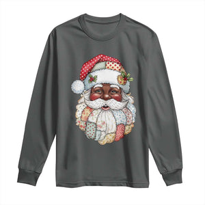 African American Christmas Retro Patchwork Black Santa Long Sleeve Shirt TS11 Dark Heather Print Your Wear