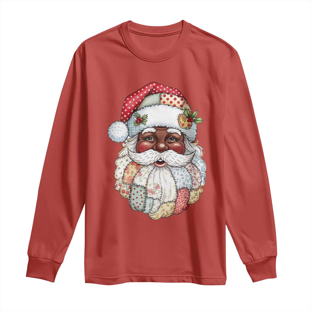 African American Christmas Retro Patchwork Black Santa Long Sleeve Shirt TS11 Red Print Your Wear