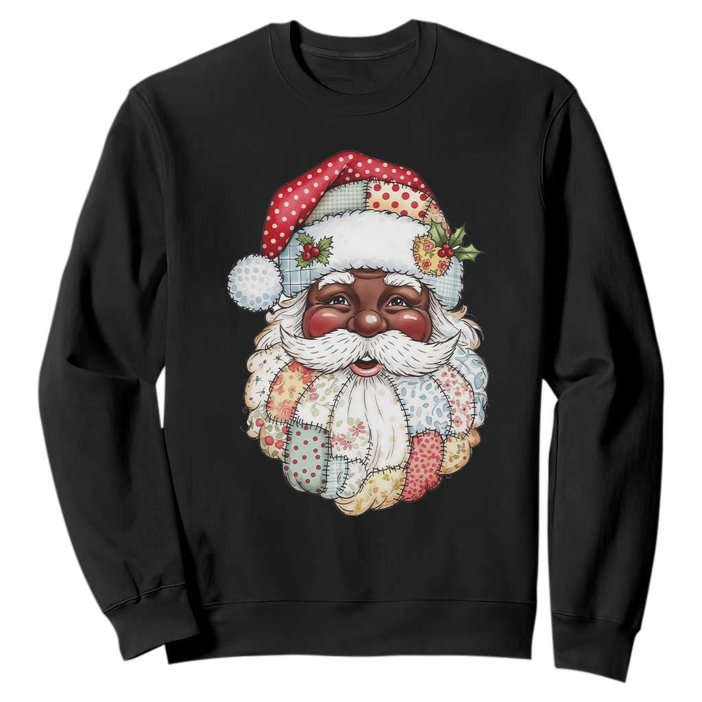 African American Christmas Retro Patchwork Black Santa Sweatshirt TS11 Black Print Your Wear