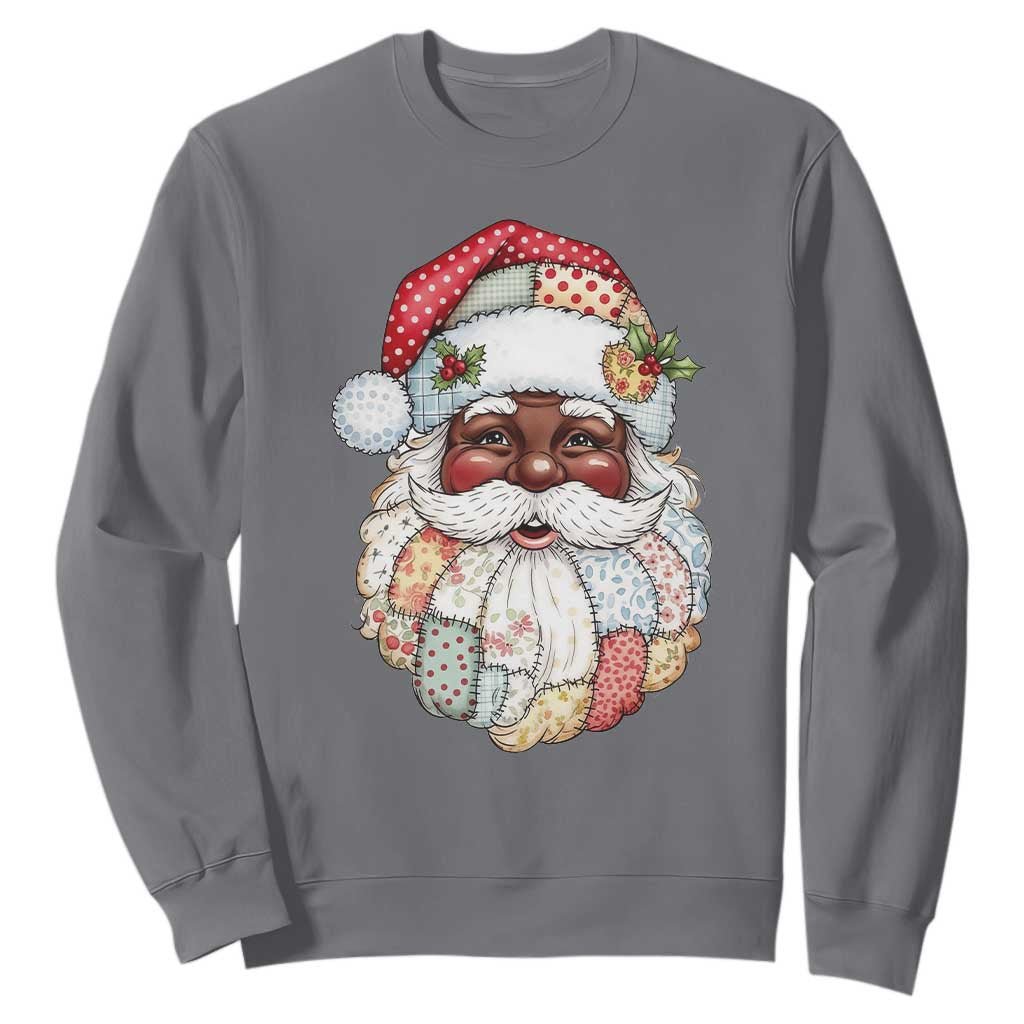 African American Christmas Retro Patchwork Black Santa Sweatshirt TS11 Charcoal Print Your Wear