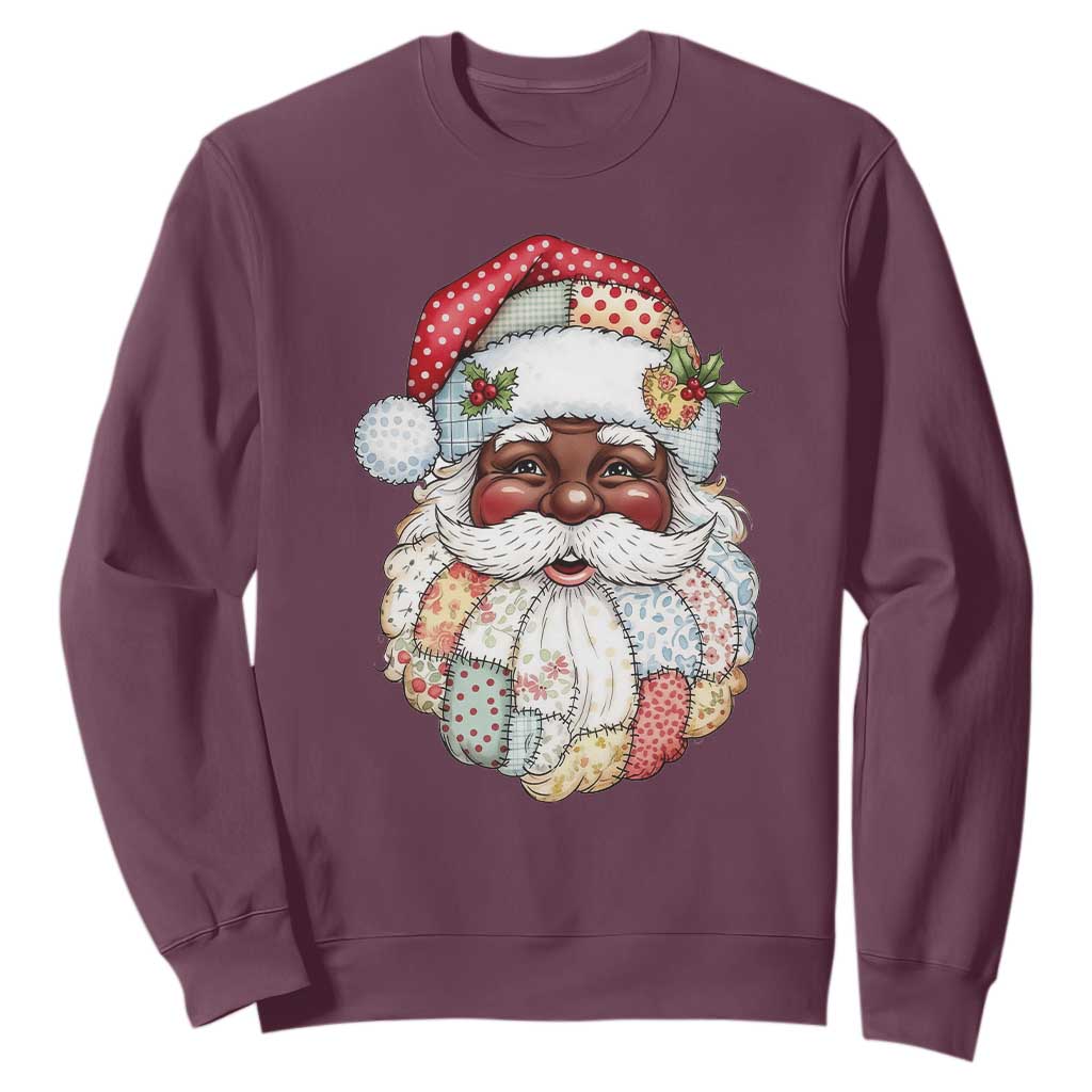 African American Christmas Retro Patchwork Black Santa Sweatshirt TS11 Maroon Print Your Wear
