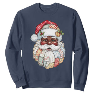 African American Christmas Retro Patchwork Black Santa Sweatshirt TS11 Navy Print Your Wear