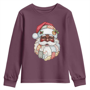 African American Christmas Retro Patchwork Black Santa Youth Sweatshirt TS11 Maroon Print Your Wear