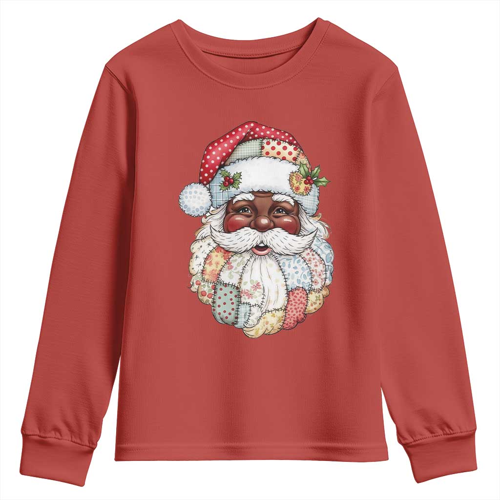 African American Christmas Retro Patchwork Black Santa Youth Sweatshirt TS11 Red Print Your Wear