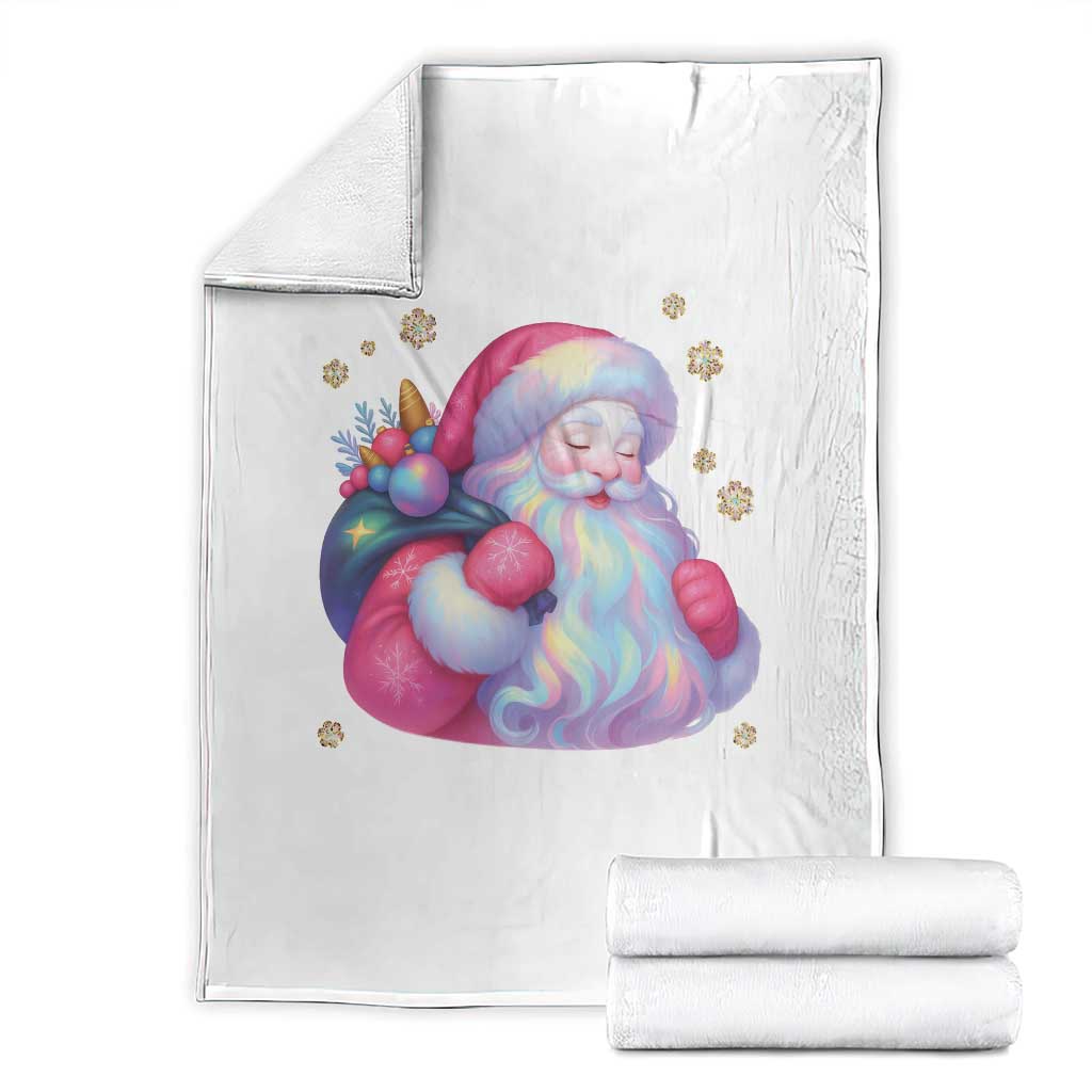 Iridescent Christmas Santa Printed Coquette Xmas Throw Blanket TS11 White Print Your Wear