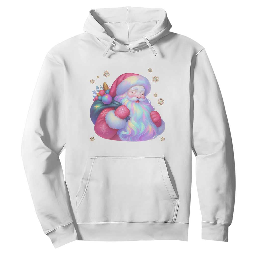Iridescent Christmas Santa Printed Coquette Xmas Hoodie TS11 White Print Your Wear