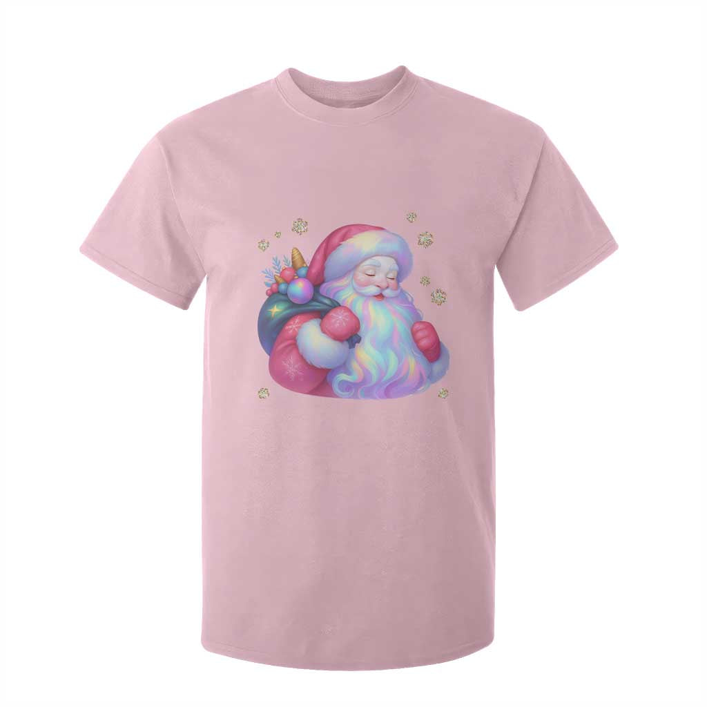Iridescent Christmas Santa Printed Coquette Xmas T Shirt For Kid TS11 Light Pink Print Your Wear
