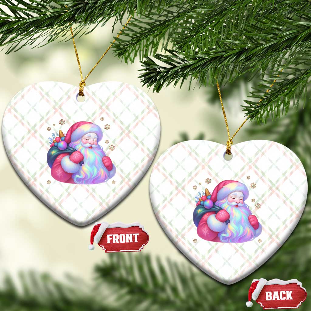 Iridescent Christmas Santa Printed Coquette Xmas Ceramic Ornament TS11 Print Your Wear